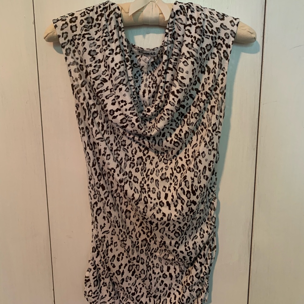 Express Woman’s Black/White/Gray Leopard Shirt